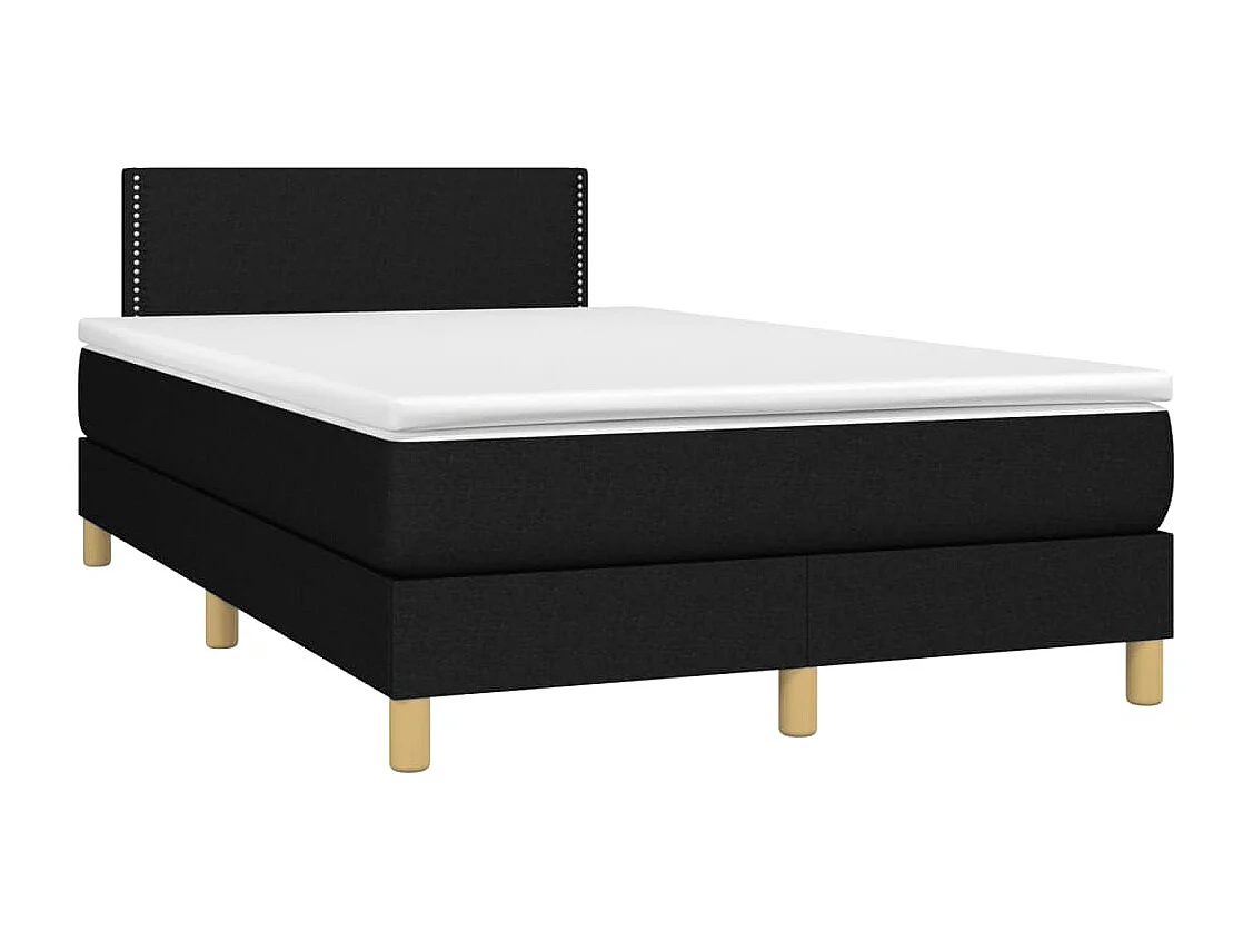 Boxspringbett mit Matratze & LED Schwarz 120x190 cm Stoff