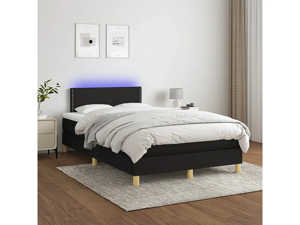 Boxspringbett mit Matratze & LED Schwarz 120x190 cm Stoff