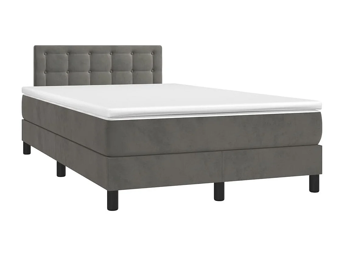 Sommier à lattes de lit avec matelas LED gris foncé 120x190 cm