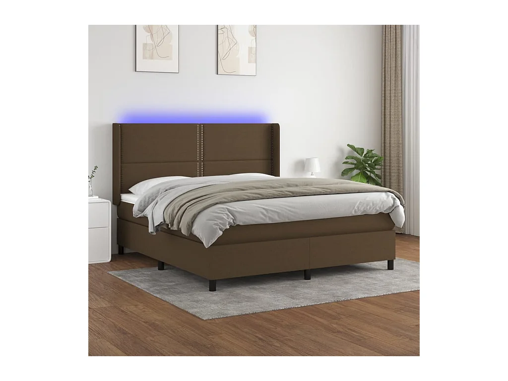 Sommier à lattes de lit matelas LED Marron foncé 180x200 cm