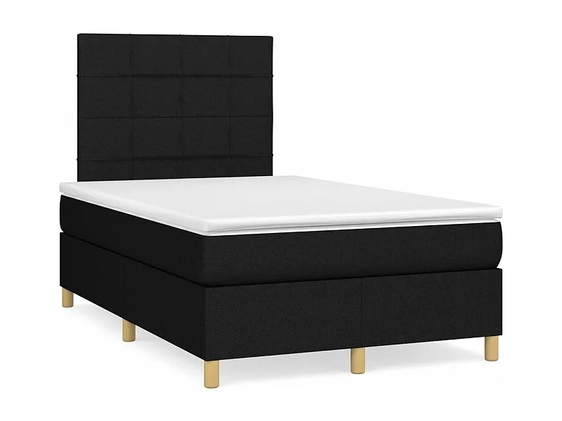 Sommier à lattes de lit matelas et LED noir 120x190 cm tissu