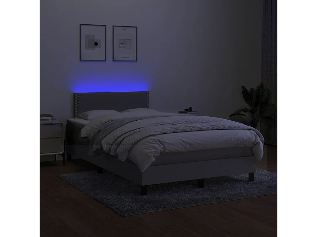Cama box spring con colchón y LED tela gris claro 120x190 cm