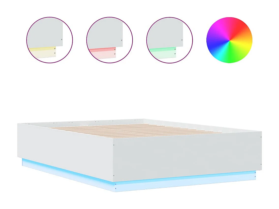 Cadre de lit avec LED sans matelas blanc 120x190 cm