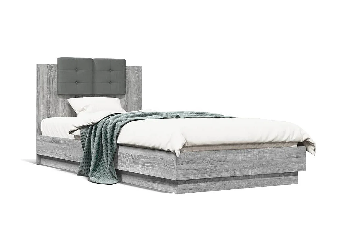 Cadre de lit avec LED sans matelas sonoma gris 100x200 cm