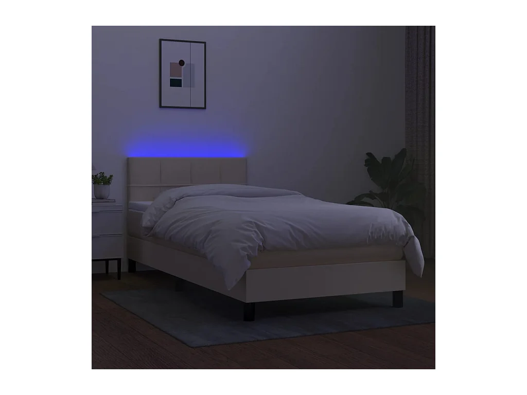 Letto a Molle con Materasso e LED Crema 80x200 cm in Tessuto
