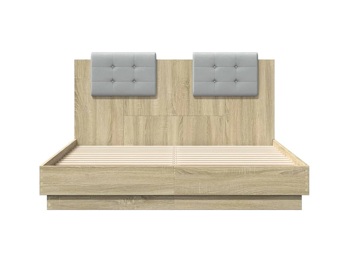 Cadre de lit avec LED sans matelas chêne sonoma 135x190 cm