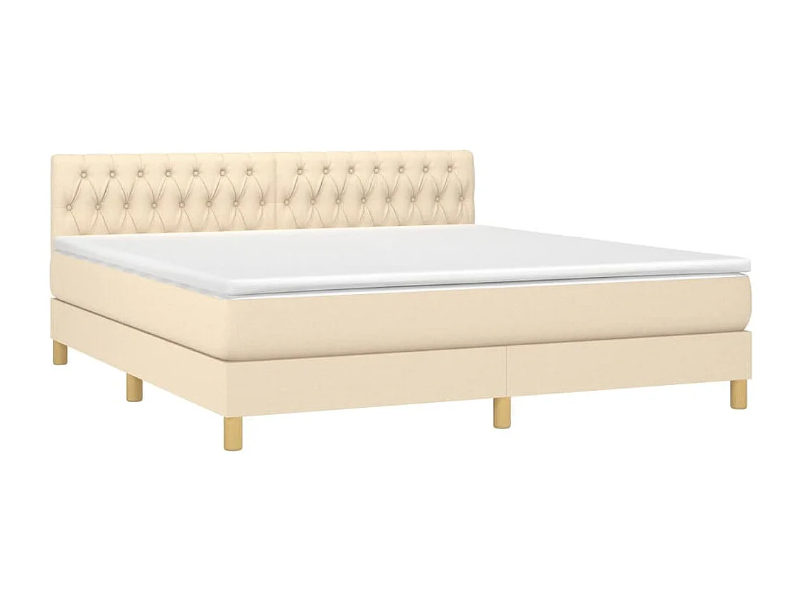 Sommier à lattes de lit avec matelas LED Crème 180x200 cm Tissu