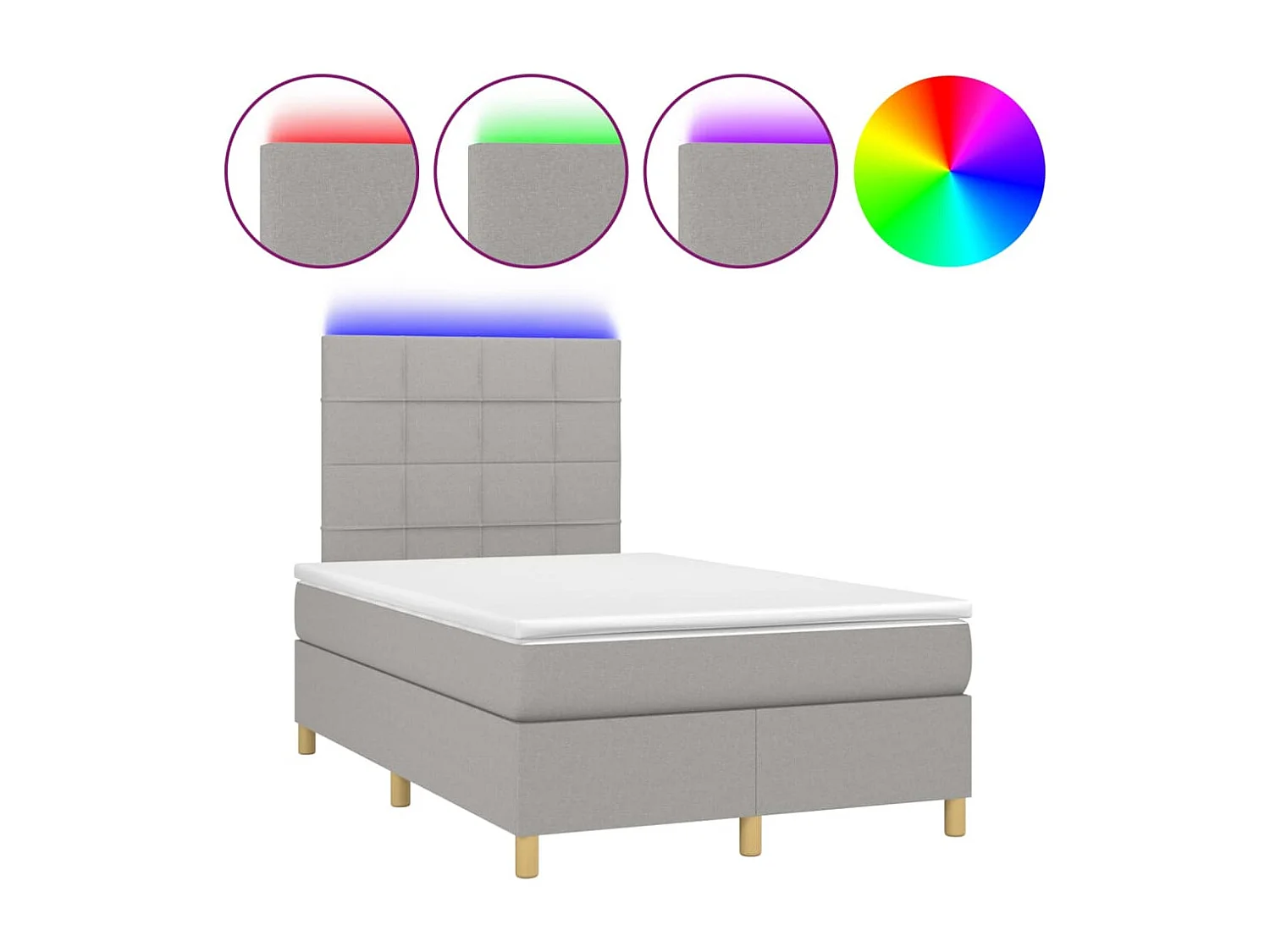 Letto a Molle Materasso e LED Grigio Chiaro 120x190 cm Tessuto