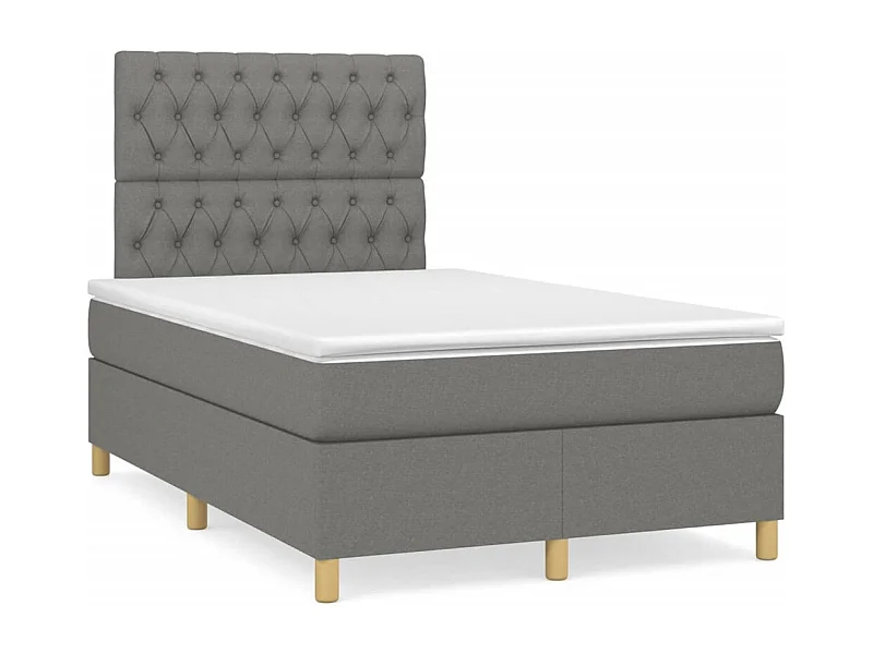 Cama box spring c/ colchão e LED 120x190 cm tecido cinza-escuro