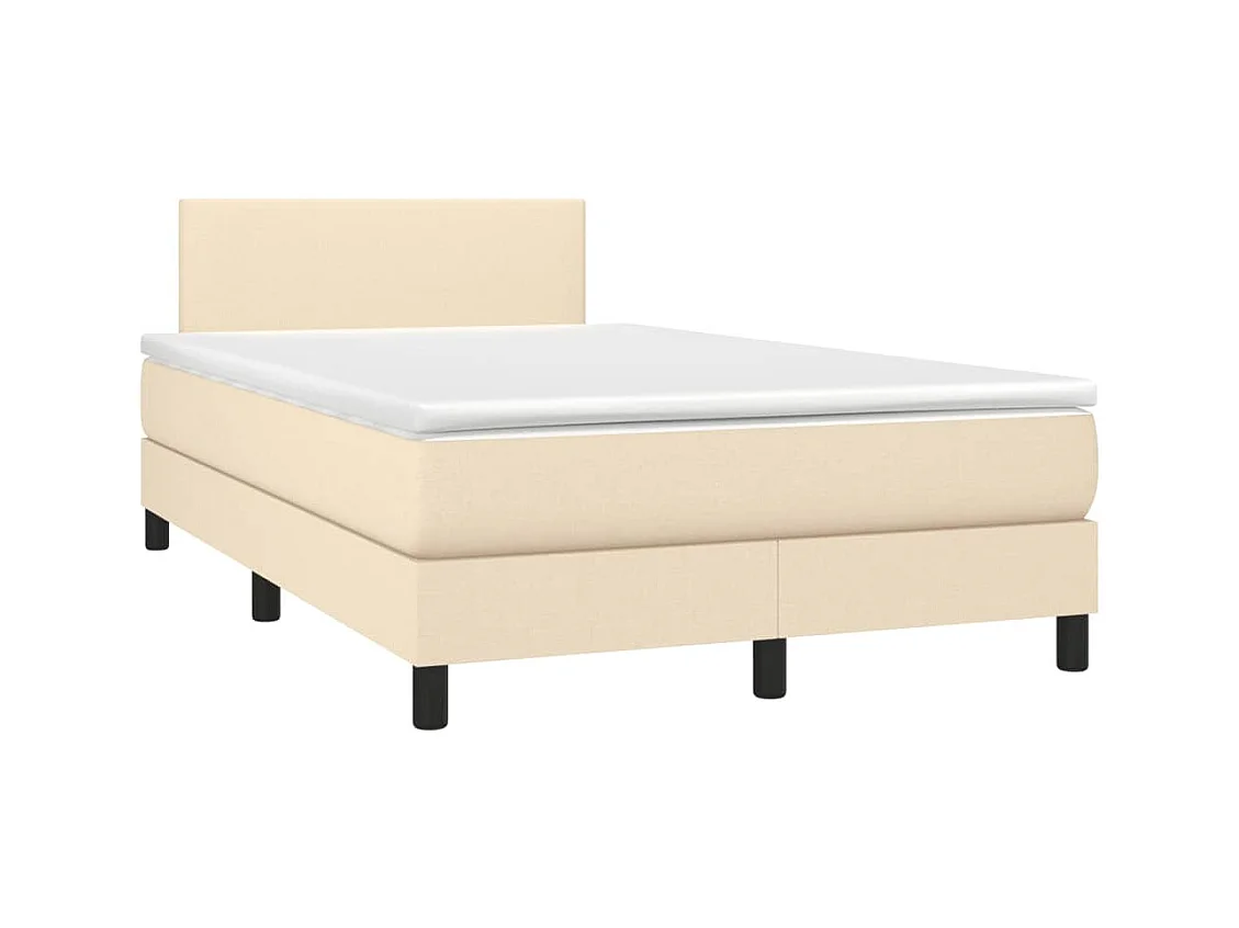 Letto a Molle con Materasso e LED Crema 120x190 cm in Tessuto