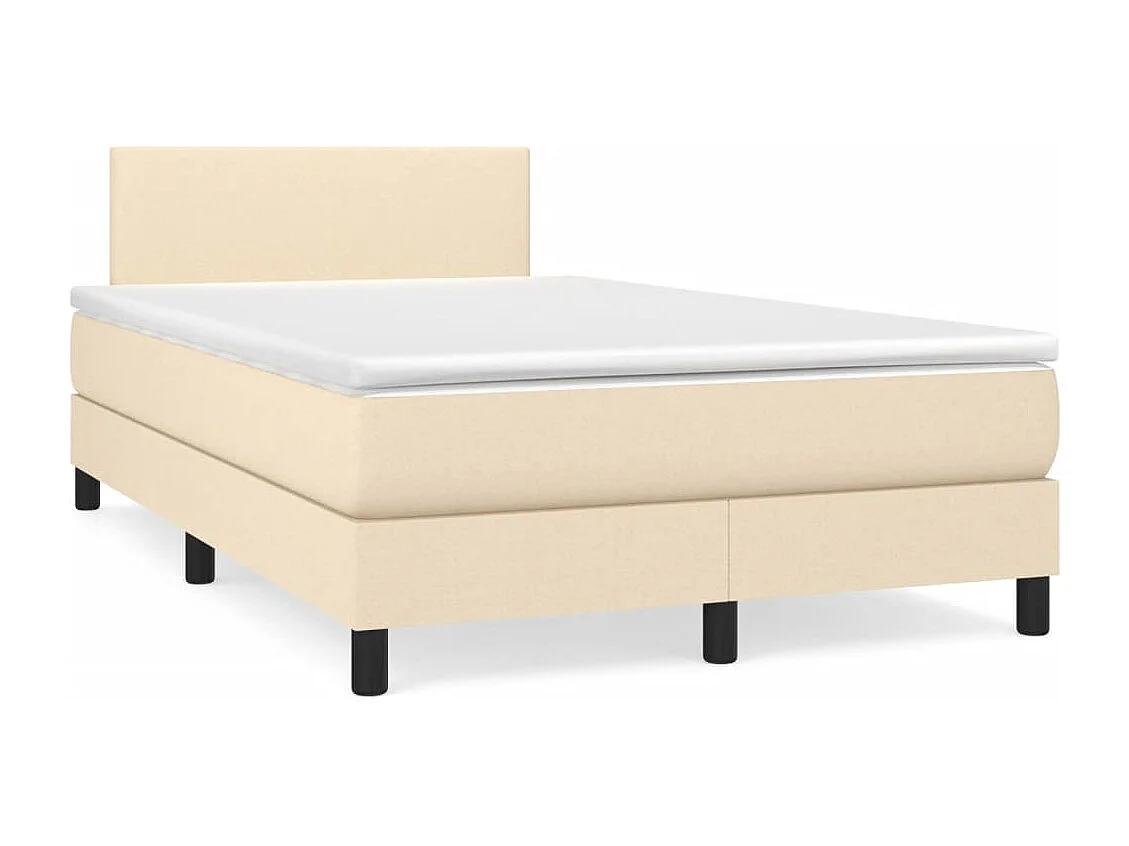 Cama box spring c/ colchão e LED 120x190 cm tecido cor creme