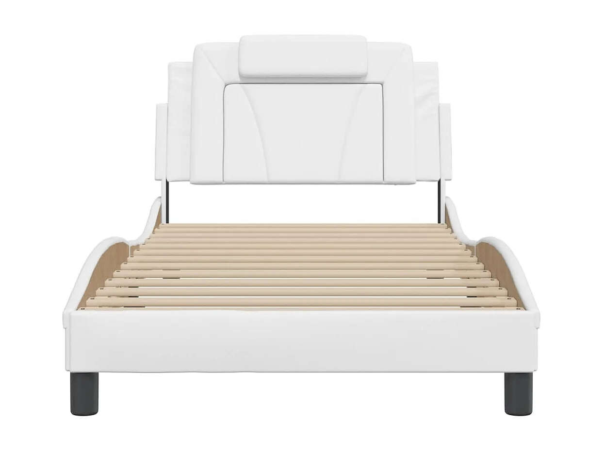 Cadre de lit avec LED sans matelas blanc 100x200 cm