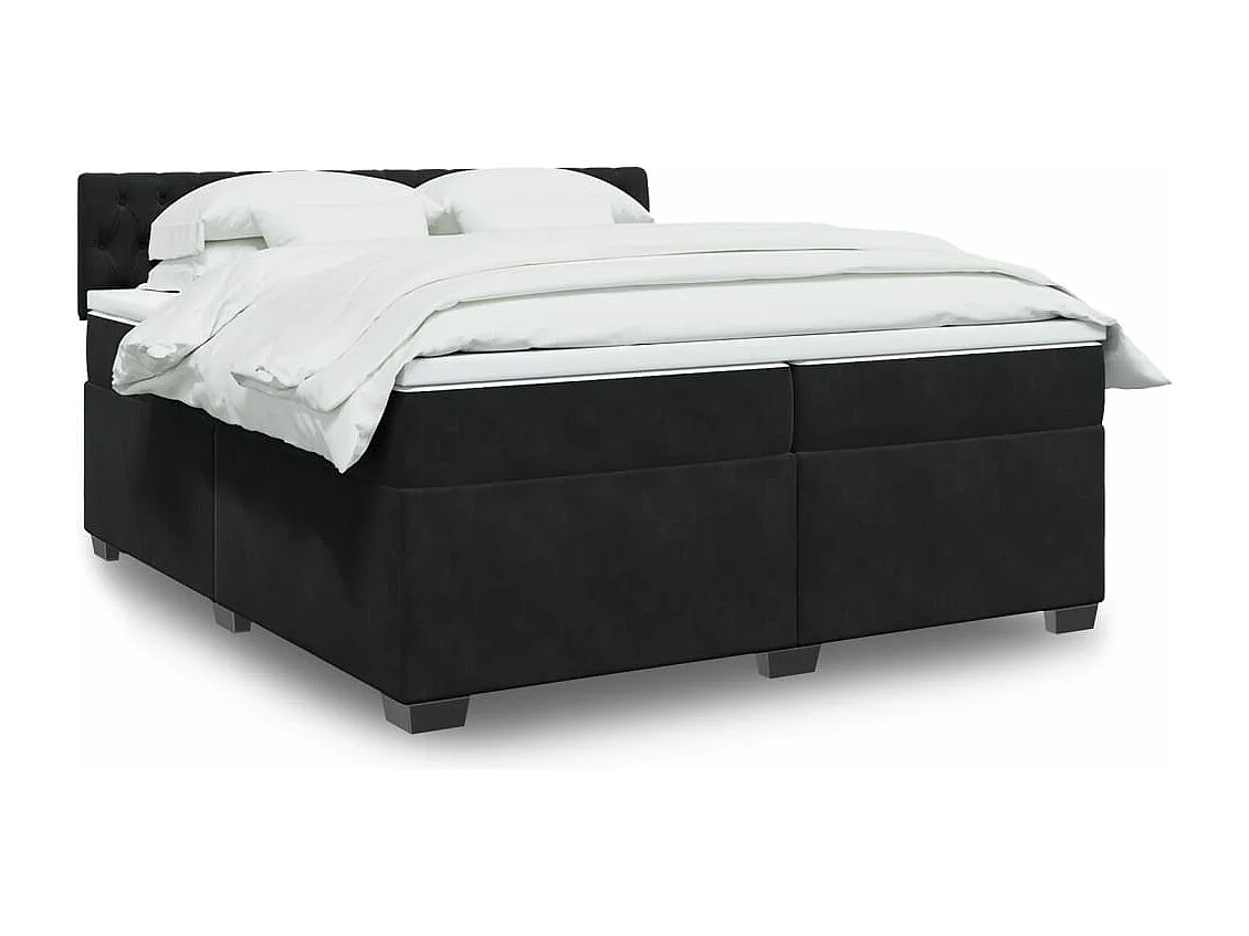 Cama box spring con colchón terciopelo negro 200x200 cm
