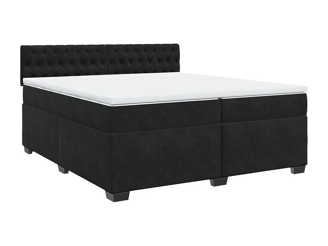 Cama box spring con colchón terciopelo negro 200x200 cm