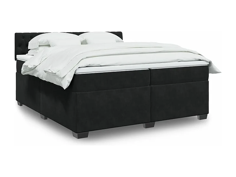 Cama box spring con colchón terciopelo negro 200x200 cm