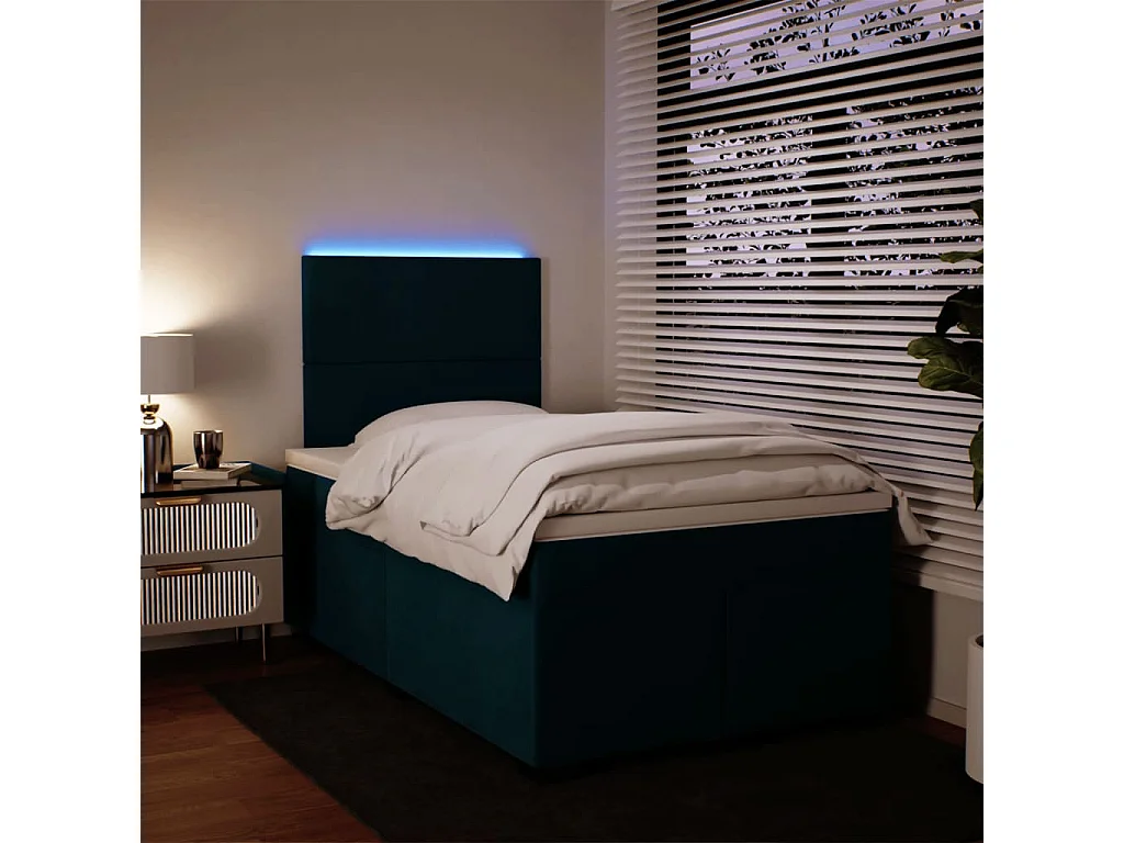 Giroletto a Molle con Materasso Blu 120x190 cm in Velluto