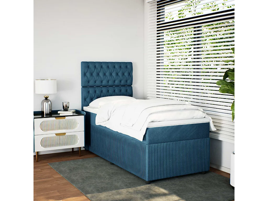 Boxspringbett mit Matratze Dunkelblau 80x200 cm Samt