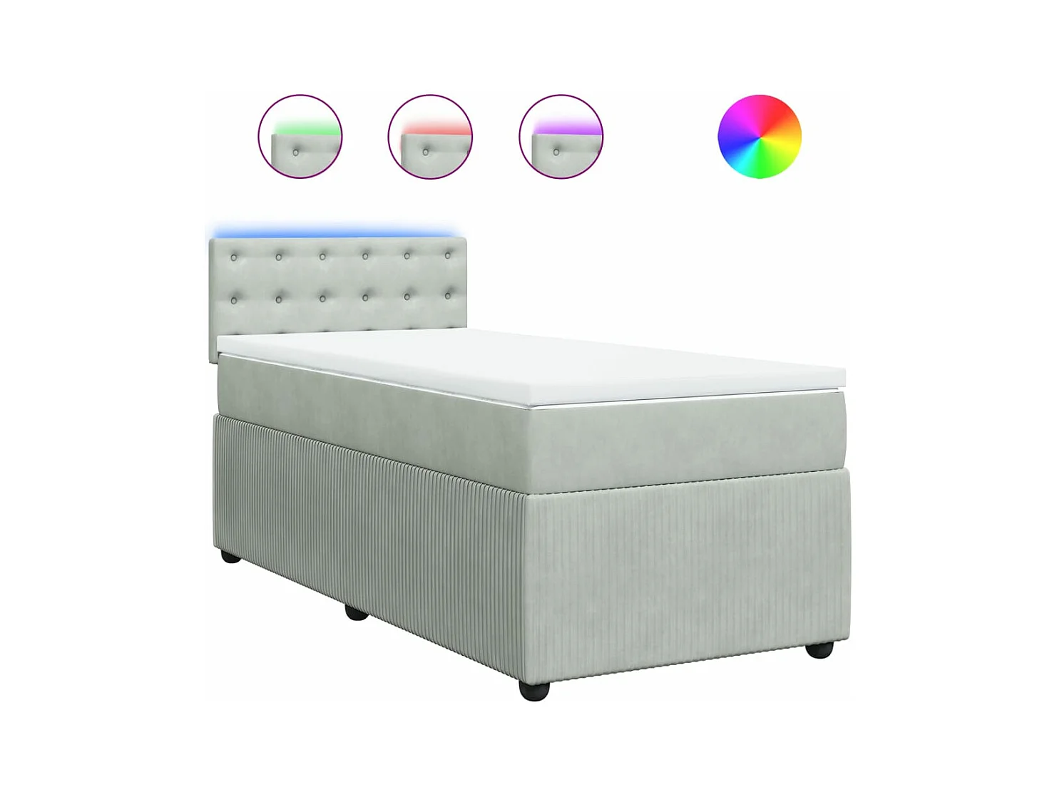 Sommier à lattes de lit et matelas Gris clair 90x200 cm Velours