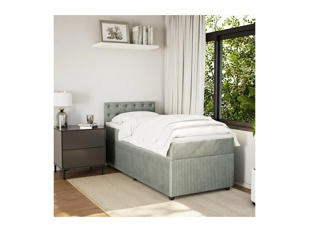 Sommier à lattes de lit et matelas Gris clair 90x200 cm Velours