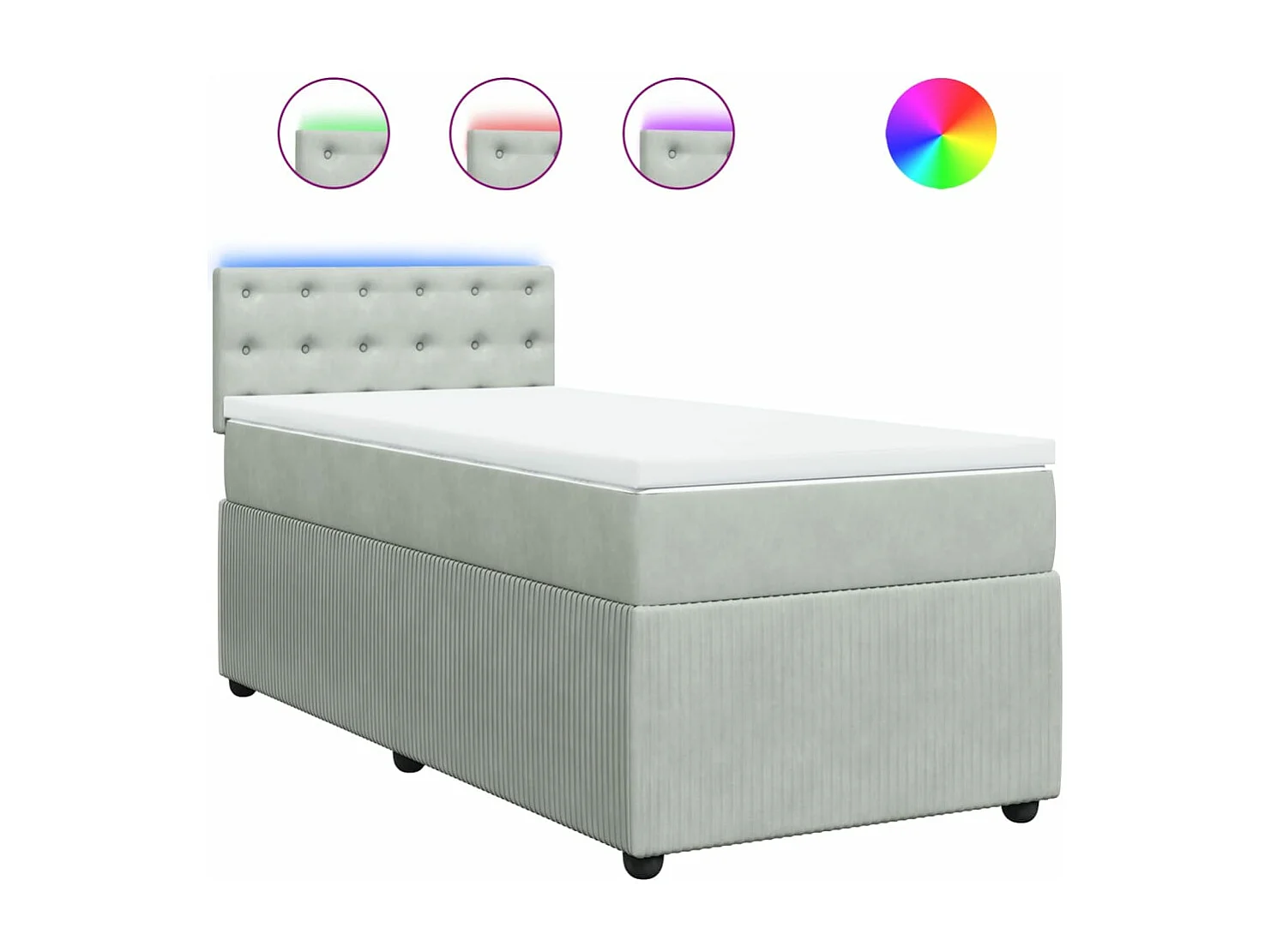 Sommier à lattes de lit et matelas Gris clair 90x200 cm Velours