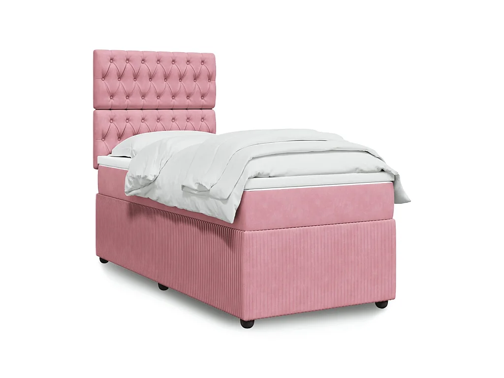 Giroletto a Molle con Materasso Rosa 80x200 cm in Velluto