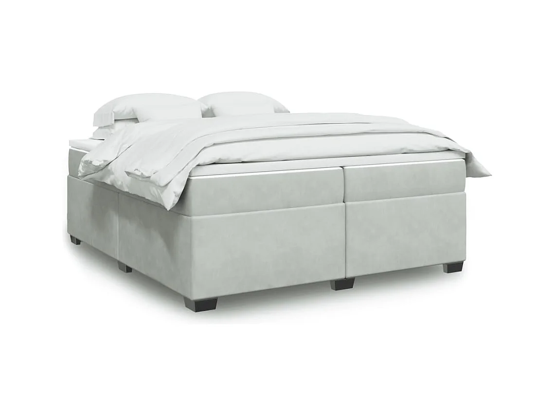 Boxspringbett mit Matratze Hellgrau 200x200 cm Samt