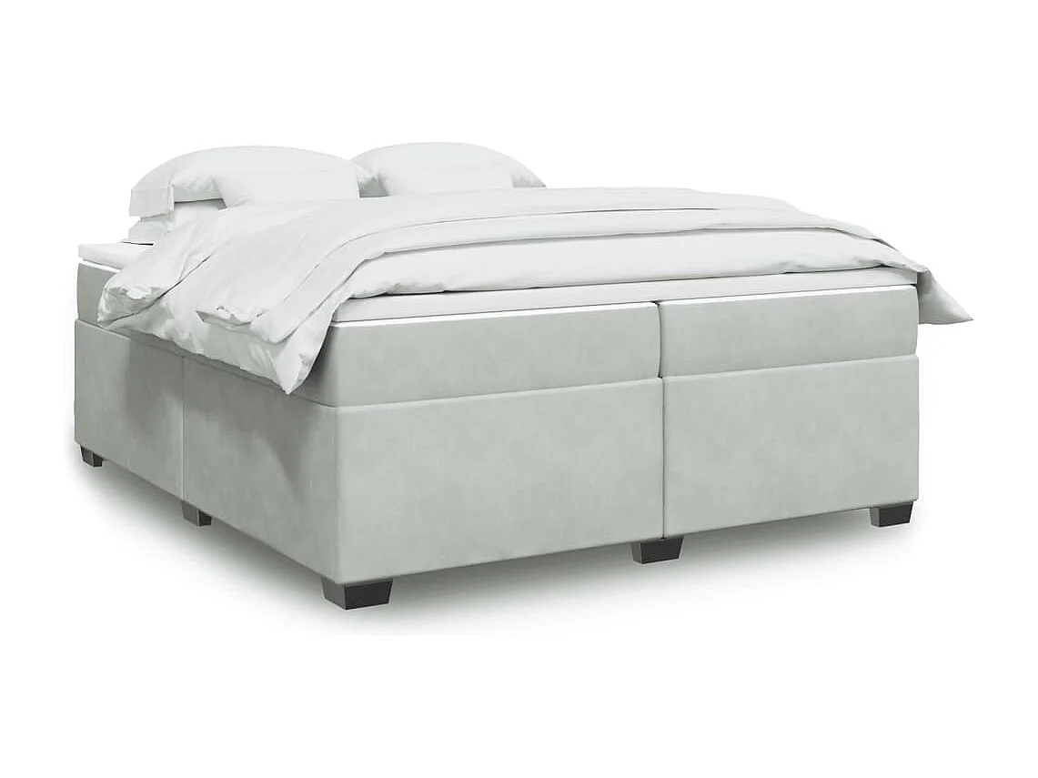 Giroletto a Molle con Materasso Grigio Chiaro 200x200cm Velluto