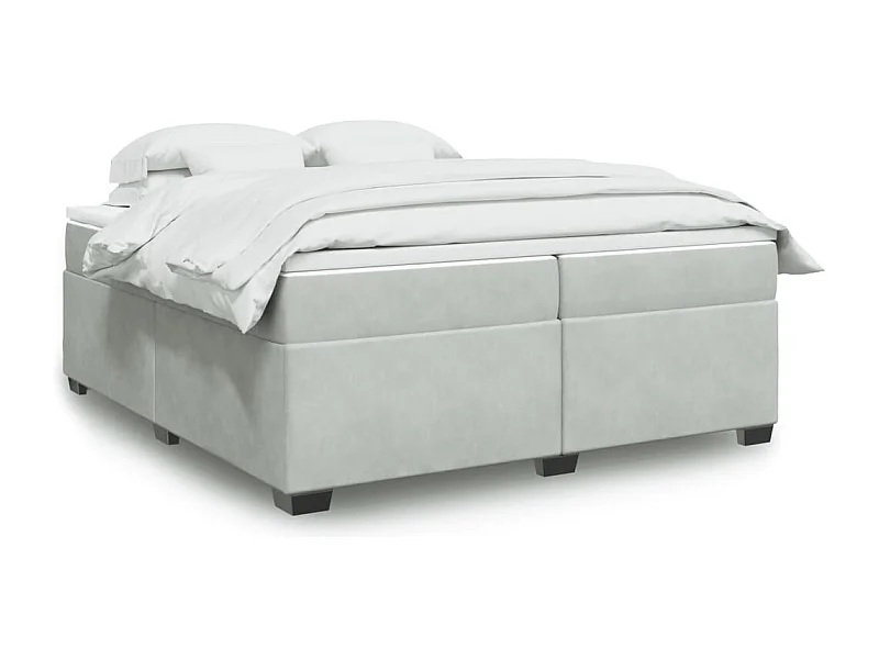 Giroletto a Molle con Materasso Grigio Chiaro 200x200cm Velluto