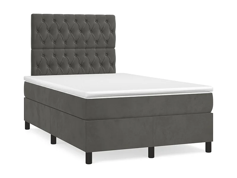 Sommier à lattes de lit et matelas gris foncé 120x190cm velours