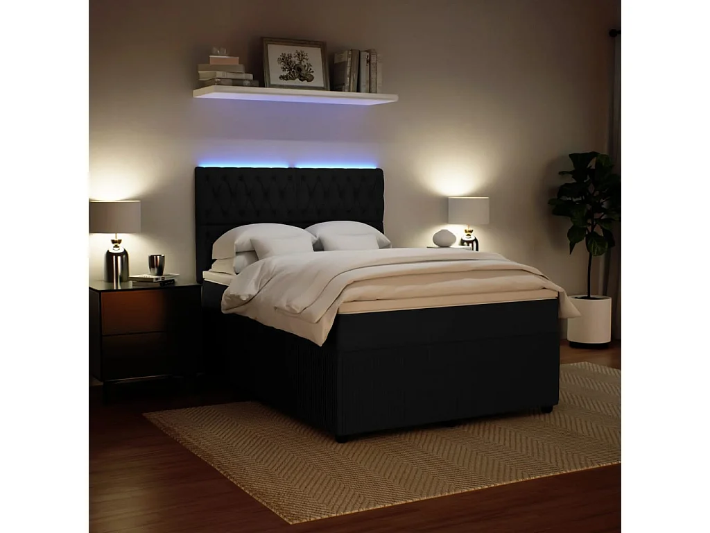 Boxspring met matras fluweel zwart 160x200 cm
