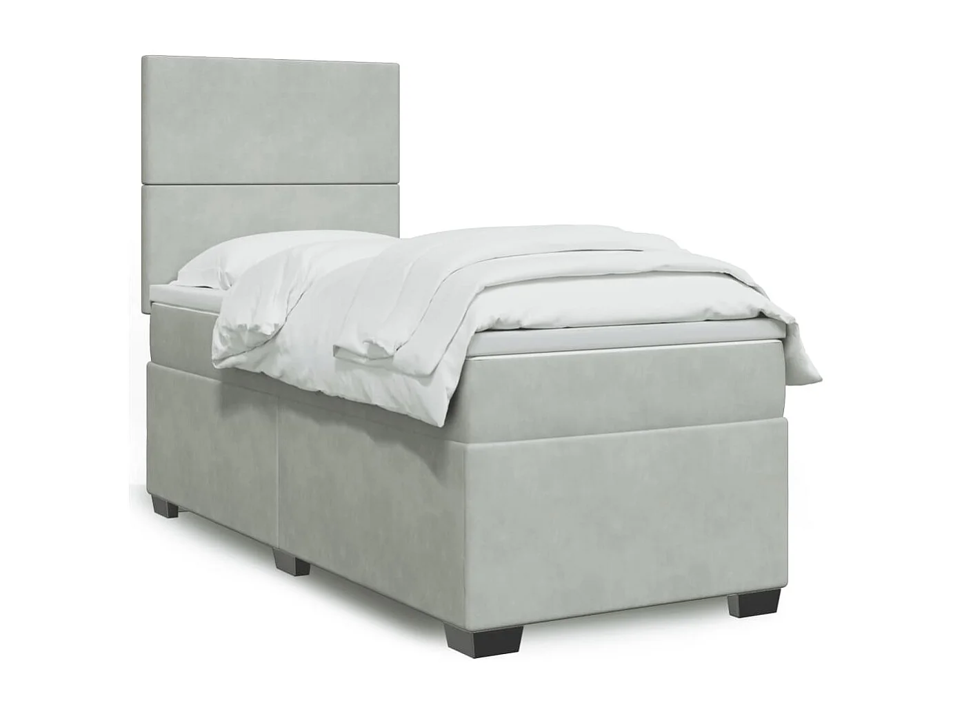 Giroletto a Molle con Materasso Grigio Chiaro 90x190 cm Velluto