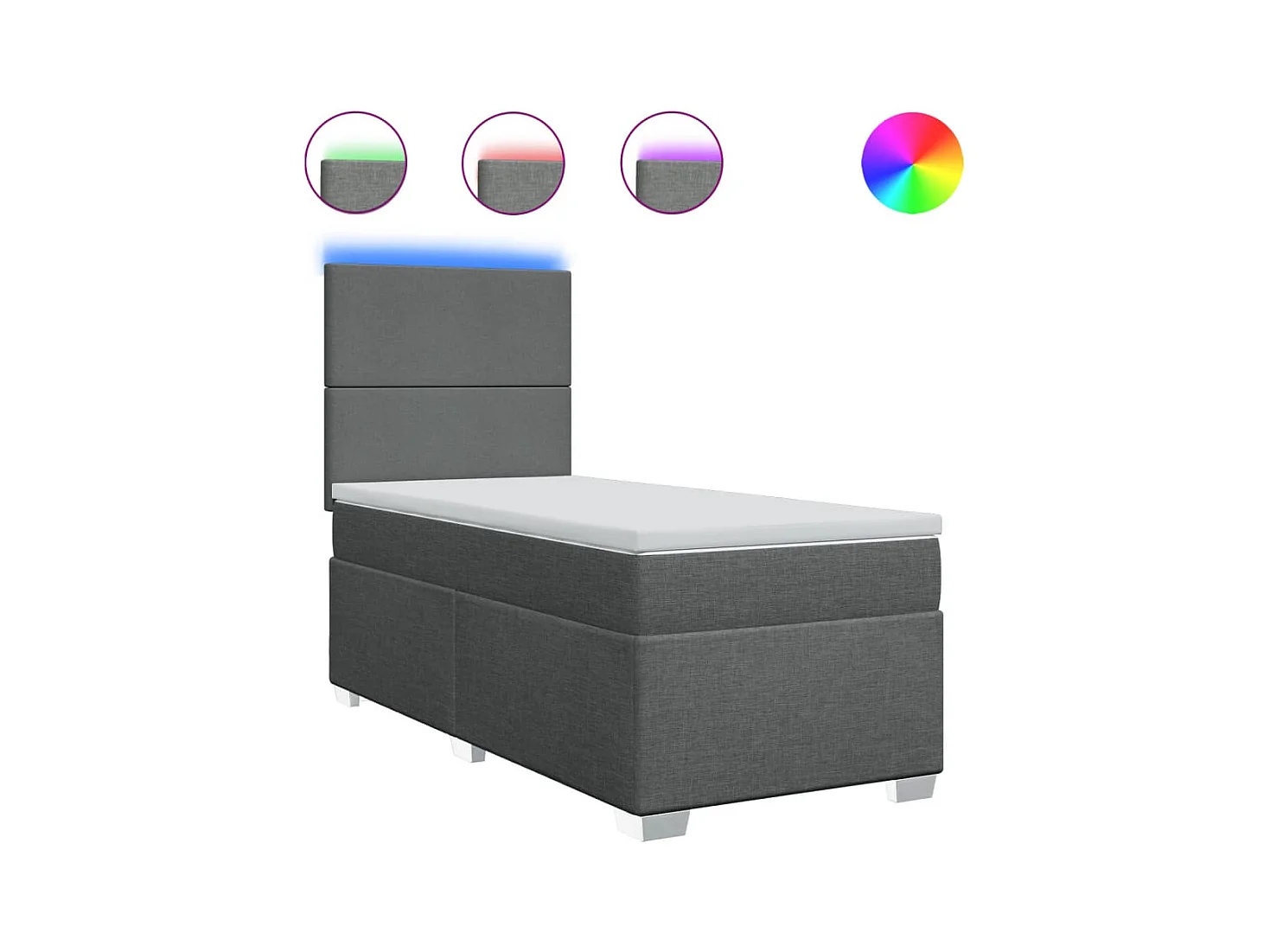Sommier à lattes de lit et matelas Gris foncé 90x190 cm Tissu