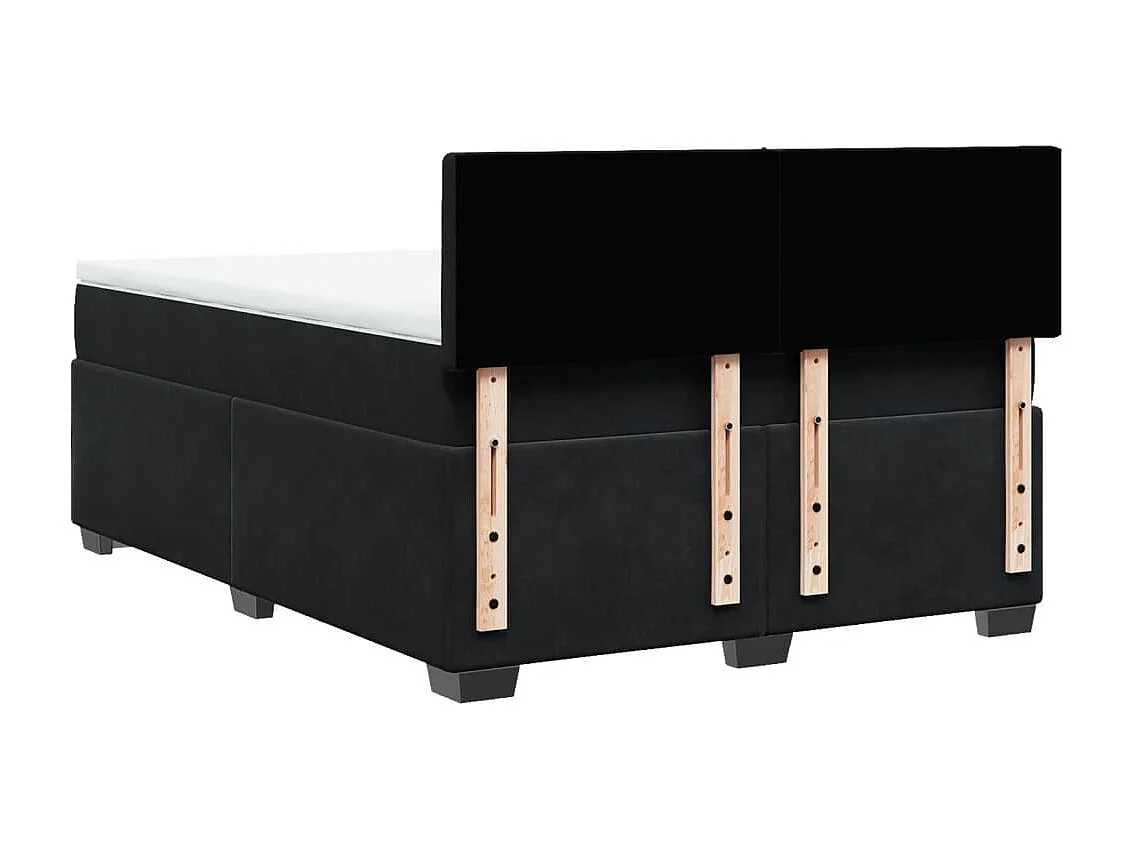 Cama box spring con colchón terciopelo negro 160x200 cm