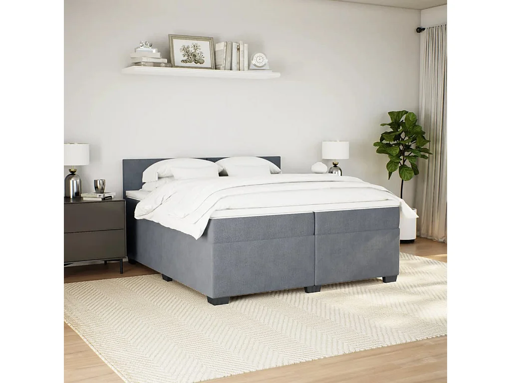 Giroletto a Molle con Materasso Grigio Scuro 200x200 cm Velluto