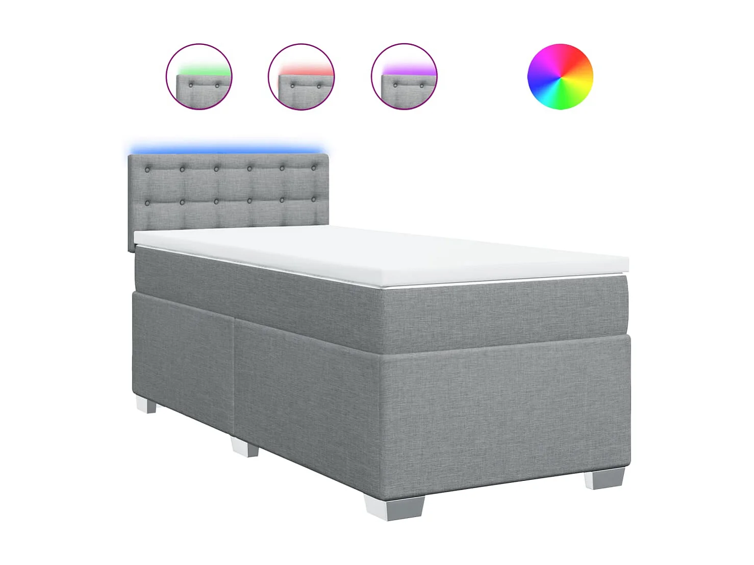 Giroletto a Molle con Materasso Grigio Chiaro 90x190 cm Tessuto