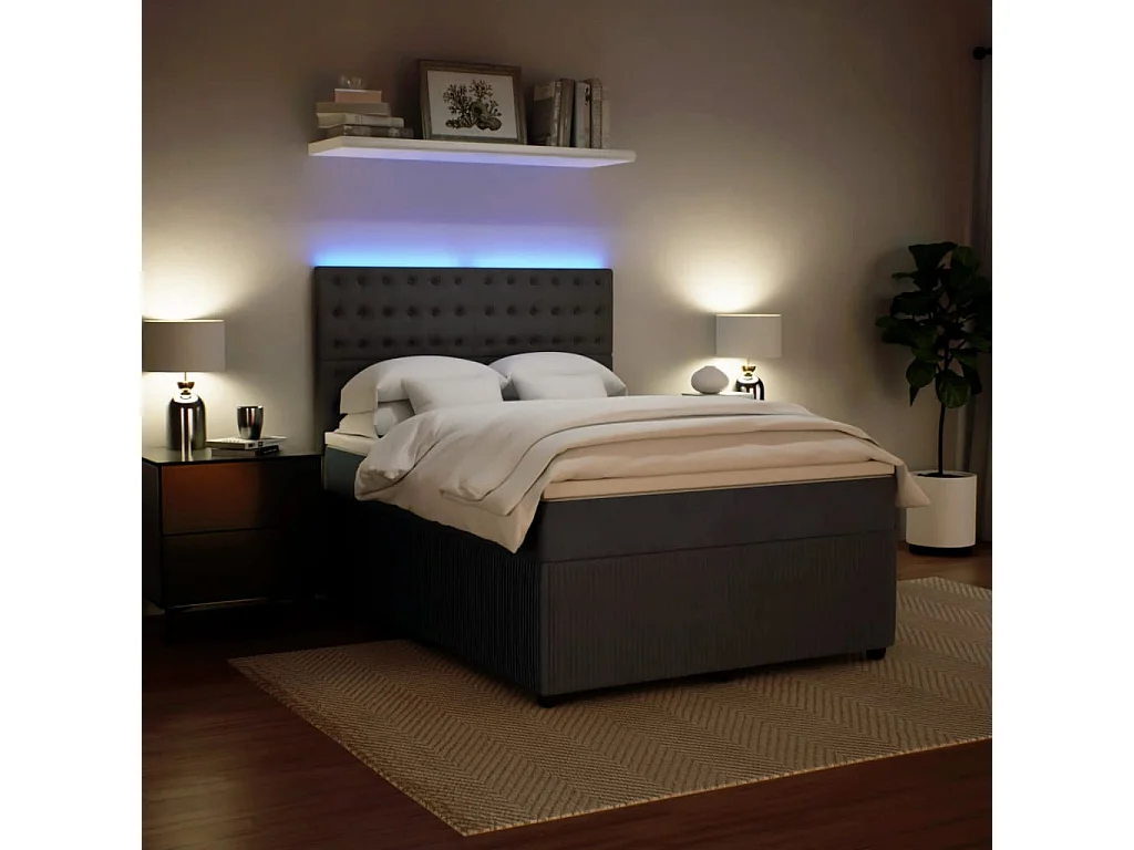 Boxspringbett mit Matratze Dunkelgrau 160x200 cm Samt