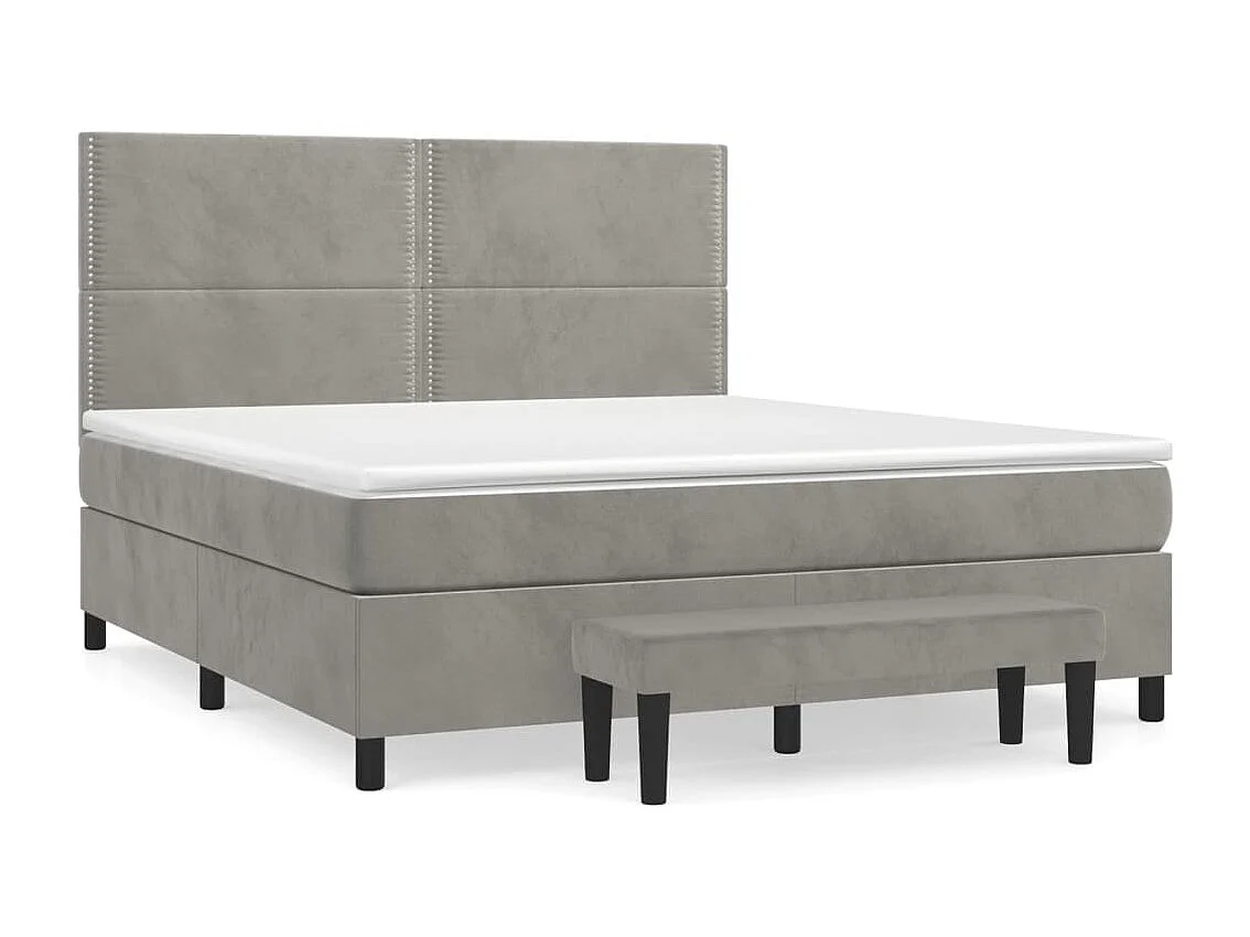 Boxspringbett mit Matratze Hellgrau 160x200 cm Samt