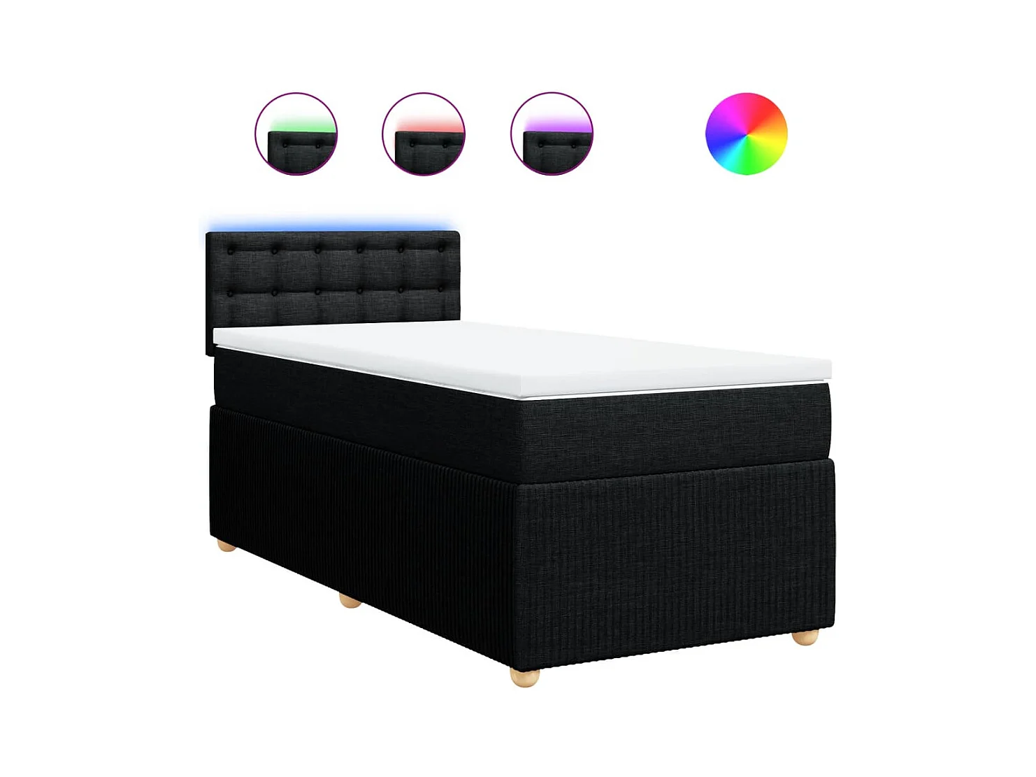 Sommier à lattes de lit et matelas Noir 80x200 cm Tissu