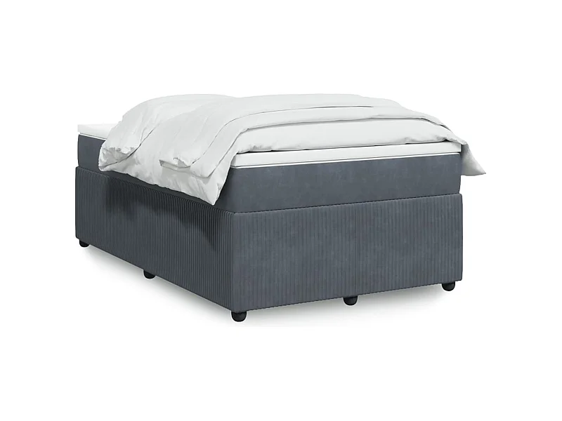 Sommier à lattes de lit et matelas gris foncé 120x190cm velours