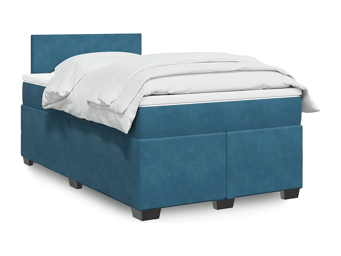 Cama boxspring com colchão 120x190 cm veludo azul-escuro