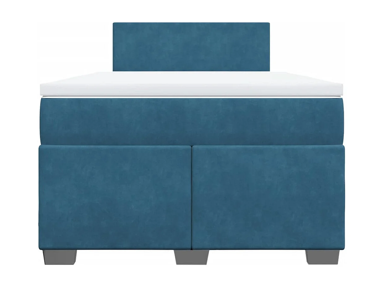 Cama boxspring com colchão 120x190 cm veludo azul-escuro