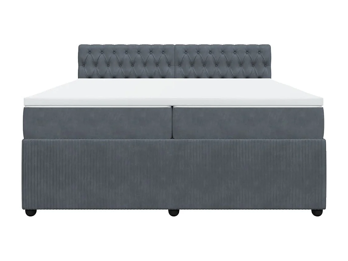 Cama box spring con colchón terciopelo gris oscuro 200x200 cm