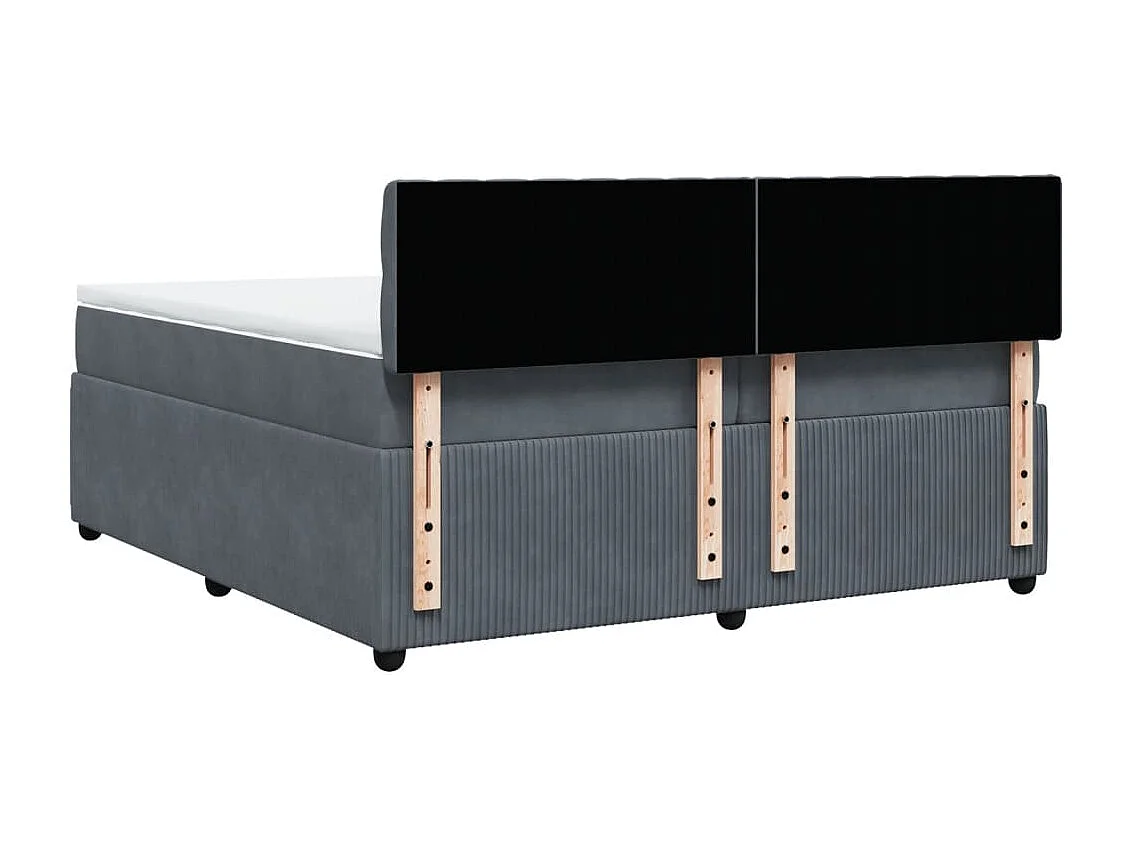 Cama box spring con colchón terciopelo gris oscuro 200x200 cm