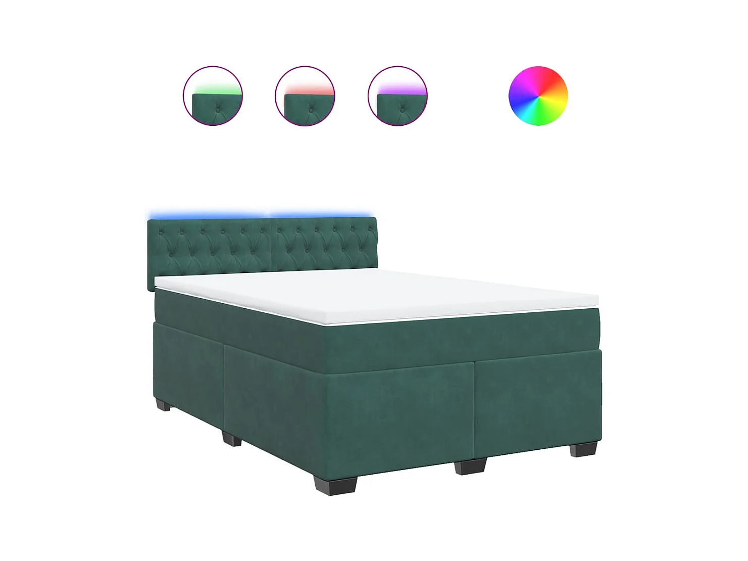 Giroletto a Molle con Materasso Verde Scuro 140x190 cm Velluto