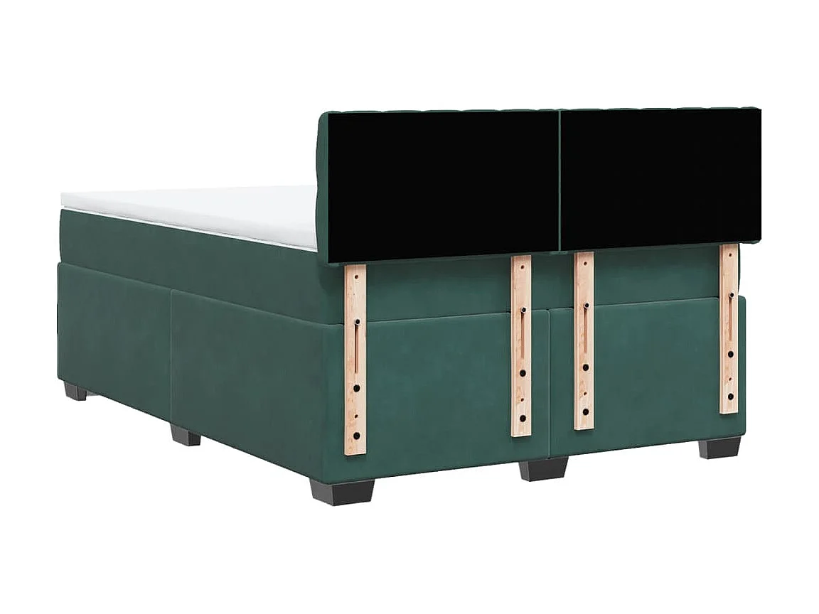 Giroletto a Molle con Materasso Verde Scuro 140x190 cm Velluto