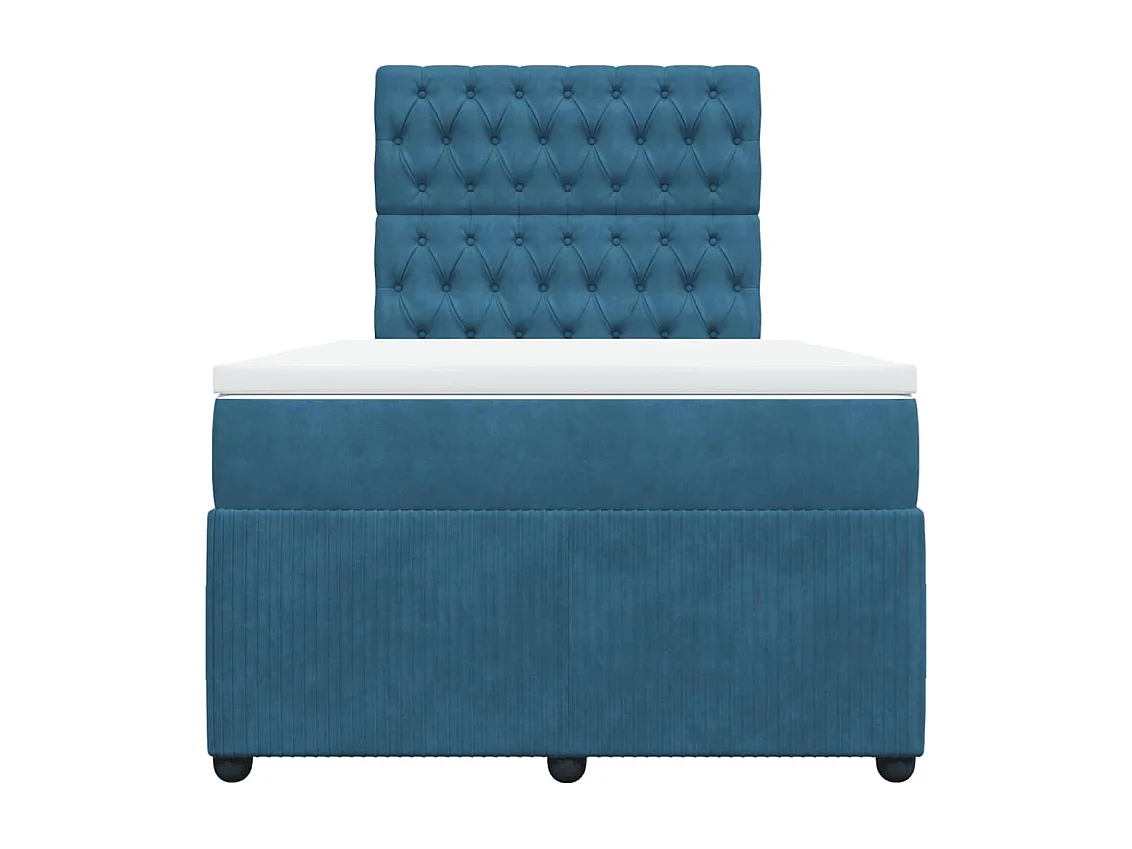 Cama boxspring com colchão 120x200 cm veludo azul