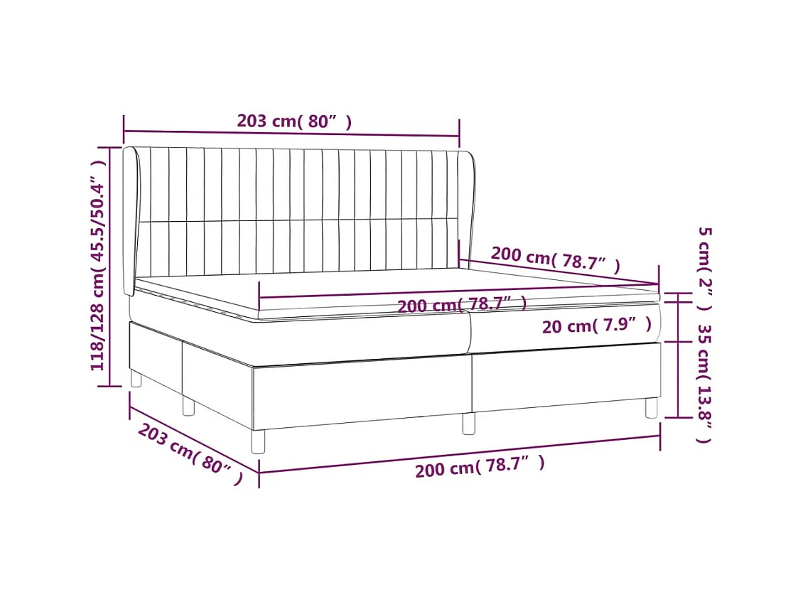 Sommier à lattes de lit et matelas Vert foncé 200x200cm Velours