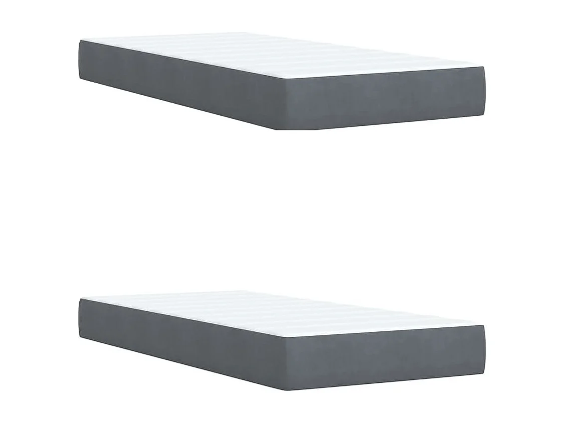 Giroletto a Molle con Materasso Grigio Scuro 200x200 cm Velluto