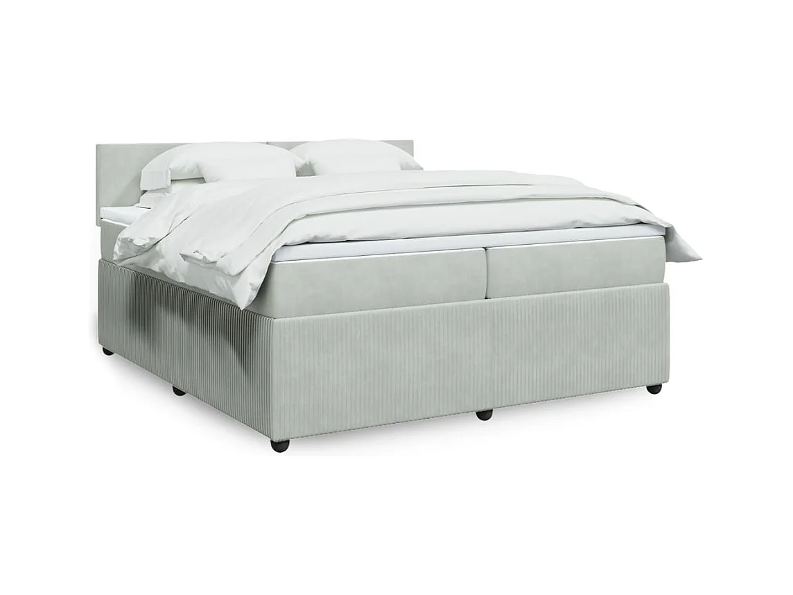 Boxspringbett mit Matratze Hellgrau 200x200 cm Samt