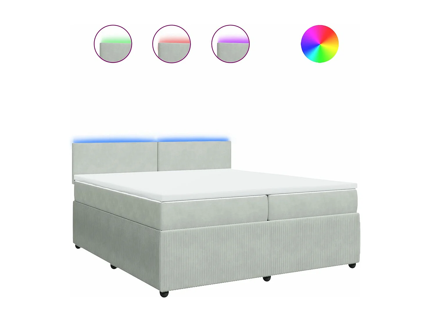 Boxspring met matras fluweel lichtgrijs 200x200 cm